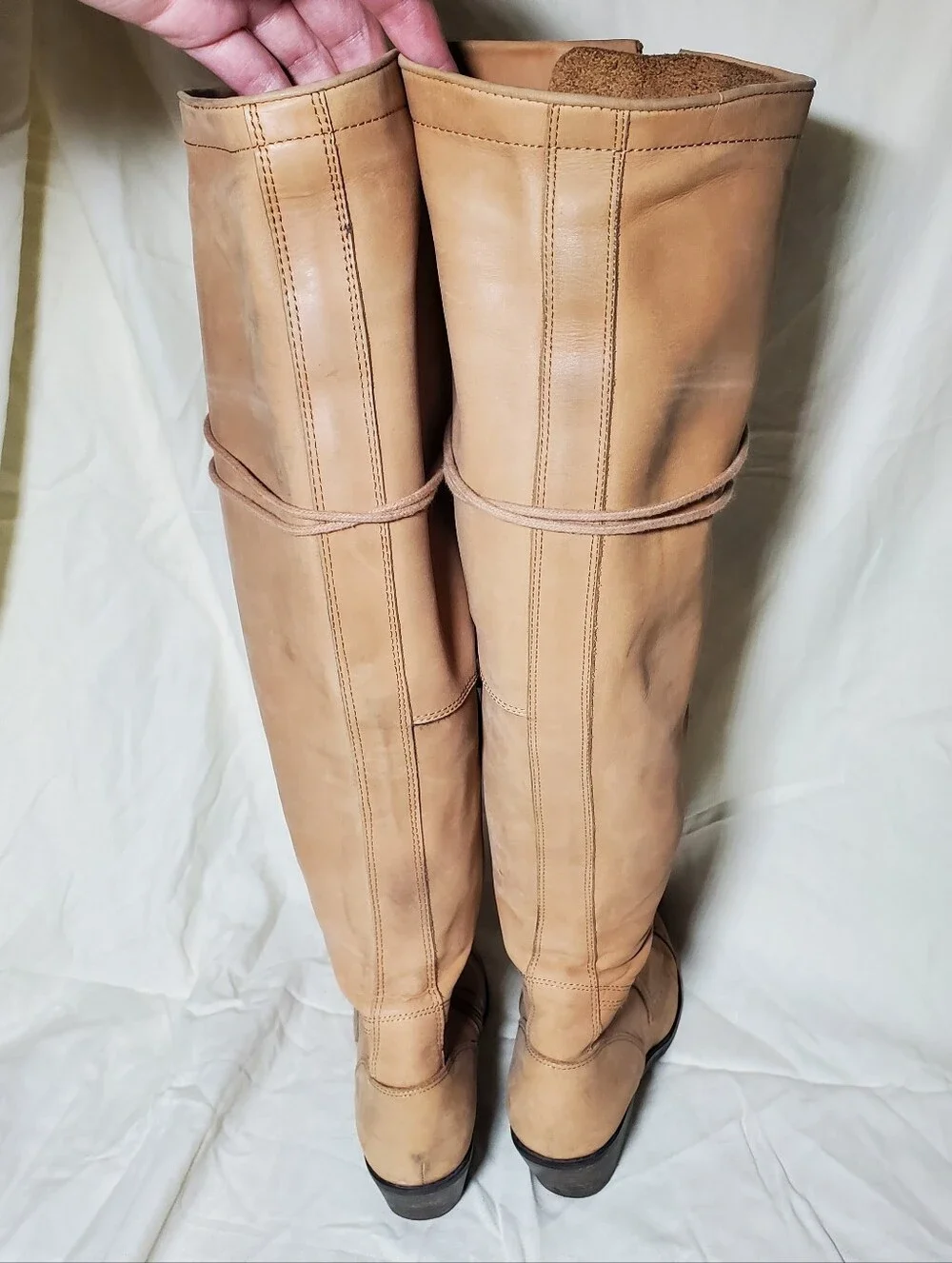 Jeffrey Campbell Free People Joe Knee-High Lace-Up Riding Boots - Tan Womens 9